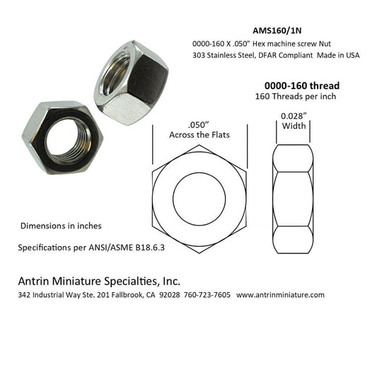 0000-160 X .050" Hex Nut