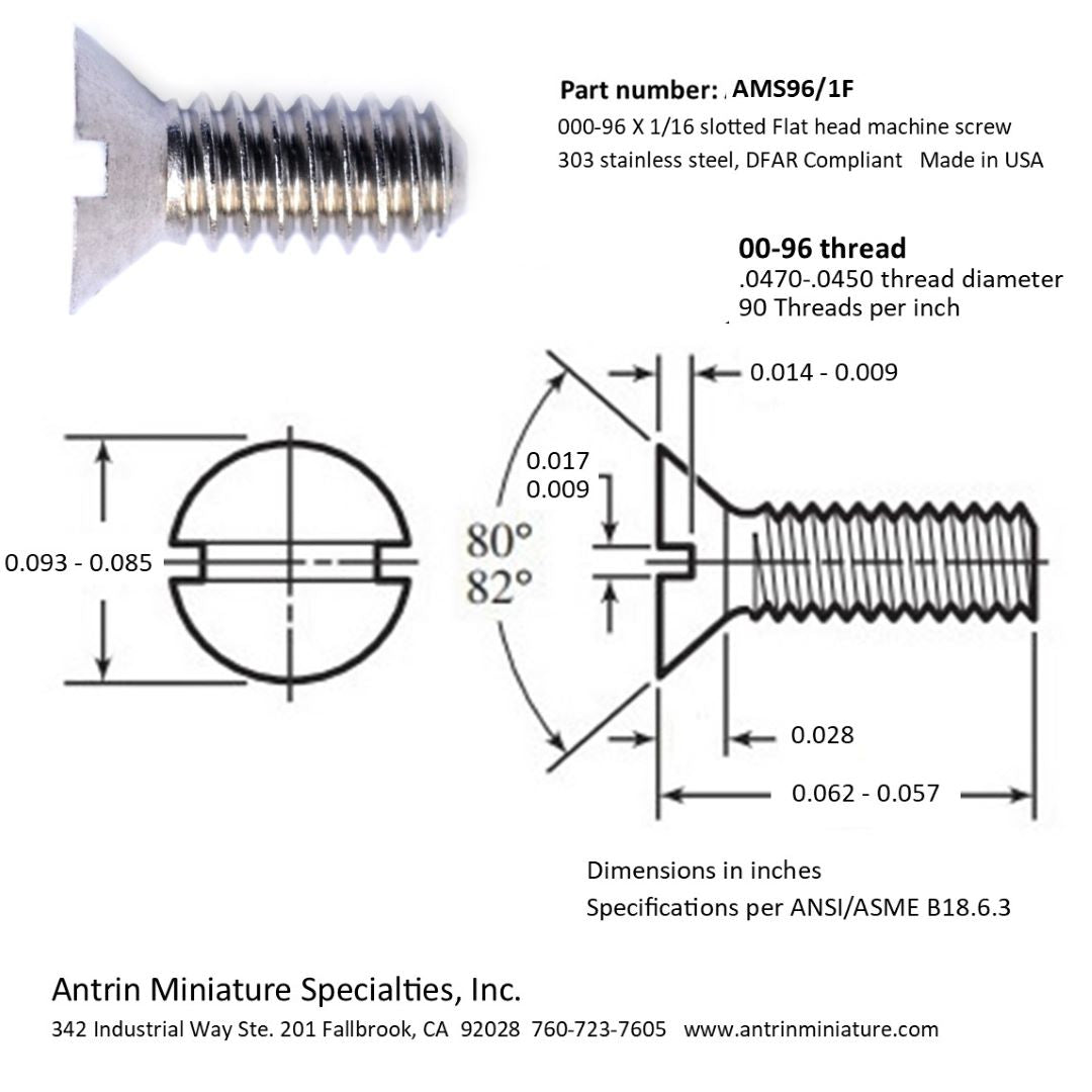 00-96 X 1/16 Flat 82°